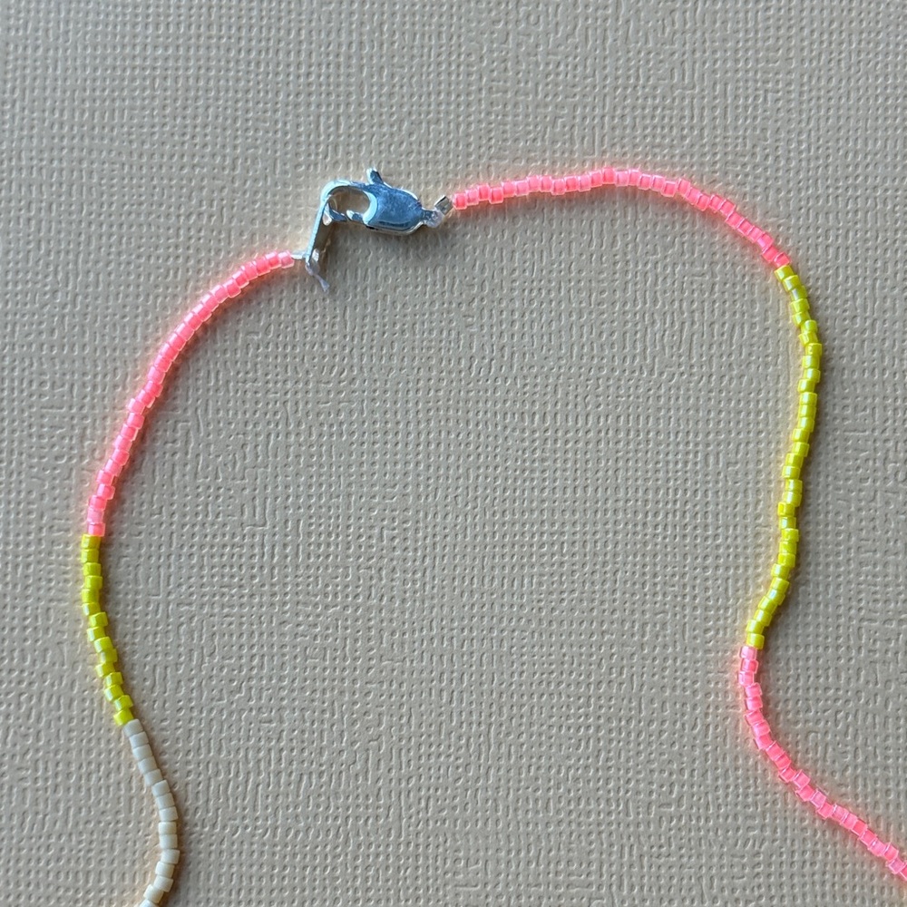 Beaded Neon Multi-Color Necklace - Pink, Yellow & Cream - Picture 3 of 11